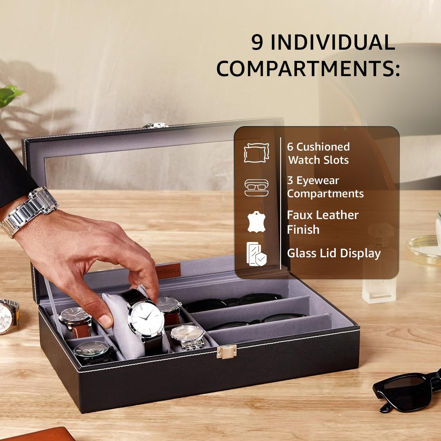 Leather Watch Organiser and Sunglasses Holder